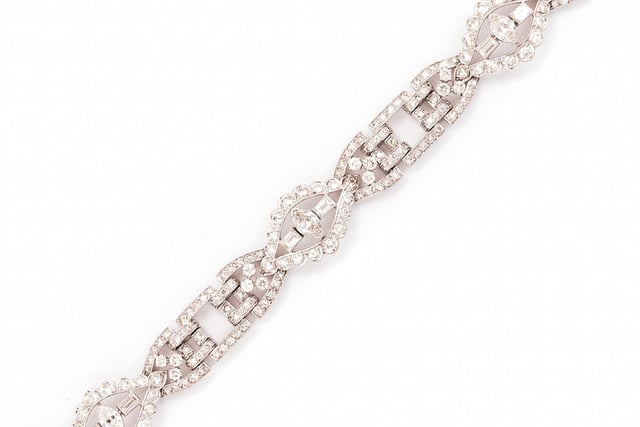 An art deco style diamond cocktail bracelet. Unsold.