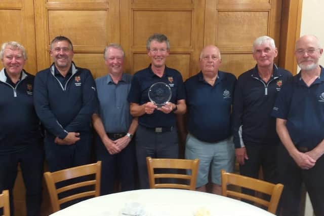 Harrogate GC's Rabbits captain, William Culver Dodds, and his team with the inaugural Rosa Alba Trophy. Picture: Submitted