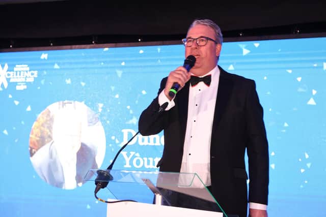 Host Duncan Wood at the Harrogate Advertiser Excellence in Business Awards 2023