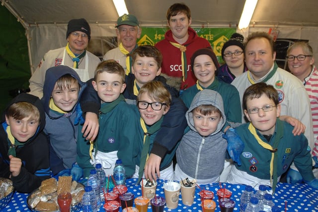 Members of the 14th Harrogate Scouts serving refreshments at the Harrogate Stray Bonfire in 2016