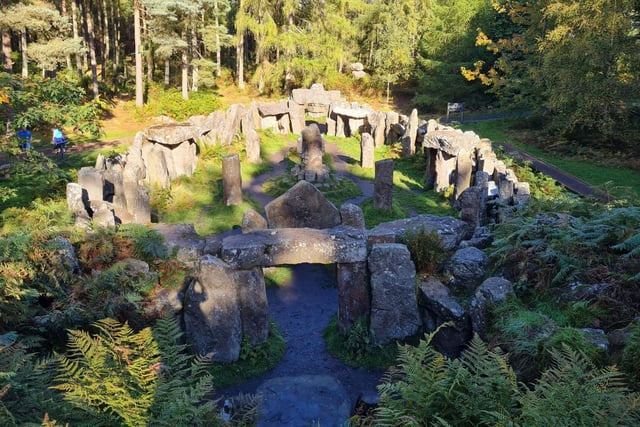Druids Temple is nineteenth century folly styled after stone circles and well known prehistoric monuments. It is located near Masham, and includes a scenic walk.