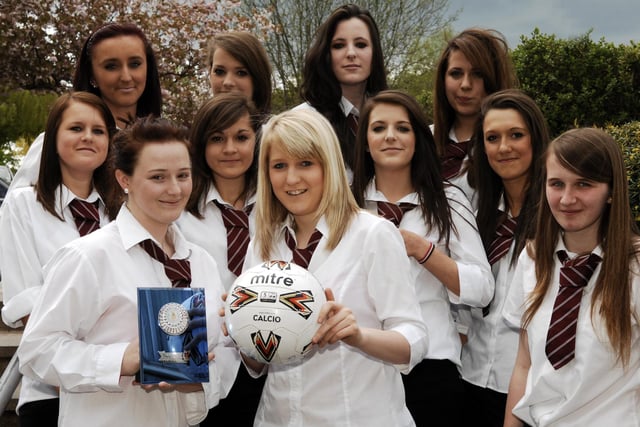 Rossett School's U16 girls football team that won the North Yorkshire County Cup in 2010