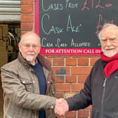 Famous Harrogate brewery is sold - Rooster’s Chairman Ian Fozard (left) and Daleside Managing Director Eric Lucas (right) who is stepping down. (PIcture contributed)