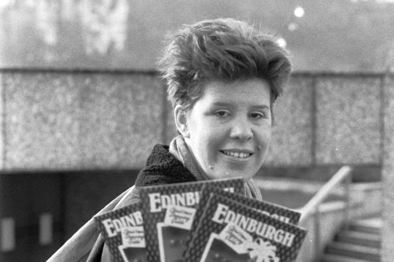 Edinburgh District councillor Lesley Hinds with the Edinburgh Christmas shopping guide, encouraging people to come to the Capital in December 1987.