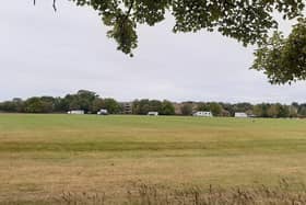 The travellers camp on the Stray in Harrogate today, Thursday.