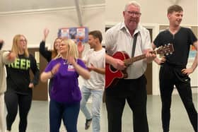 Harrogate St Andrews Players in rehearsals for the glitter-tastic camp extravagance that is Priscilla: Queen of the Desert. (Picture contributed)
