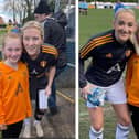 Mia Birch with her heroes Rebekah Bass and Paige Williams who play for Leeds United Women.
