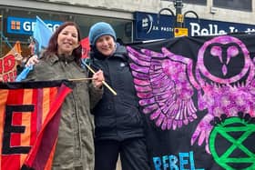 A group from XR Harrogate was part of more than 100 activists from Yorkshire who braved the wind and rain of Storm Elin in Leeds as part of a ‘Day of Action for Climate Justice’. (Picture contributed)