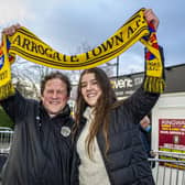 Harrogate Town supporters Dave and Molly Worton outside the EnviroVent Stadium.