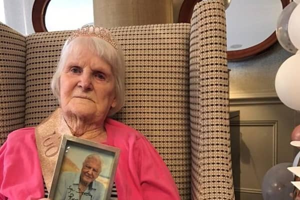 Dorothy Lamb from Knaresborough, celebrated turning 100 with her special birthday greetings from Sir David Attenborough.