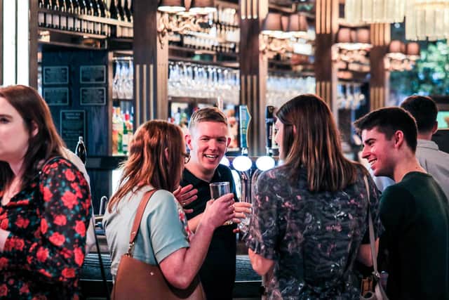 Guests enjoying the recent relaunch of St George Hotel in Harrogate after renovation and a change of name to The Harrogate Inn. (Photograph Stuart Boulton/The Inn Collection Group).