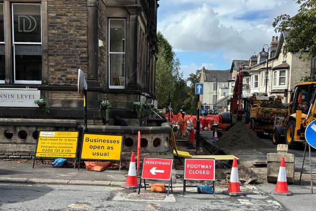 Disruption in Harrogate - Raglan Street now has three sets of roadworks as North Yorkshire Council undertakes a footway reconstruction and kerbing scheme. (Picture contributed)