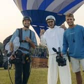 Collaboration in the sky with Red Bull - Dream Beach Media's Alex Boulton, left; artist Werner Bronkhort, centre; and  Dream Beach Media's Josh Stockdale, right. (Picture contributed)