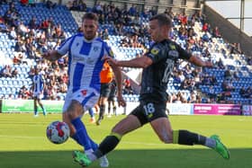 Harrogate Town forward Jack Muldoon in action during last weekend's 2-1 defeat at Colchester United. Pictures: Matt Kirkham