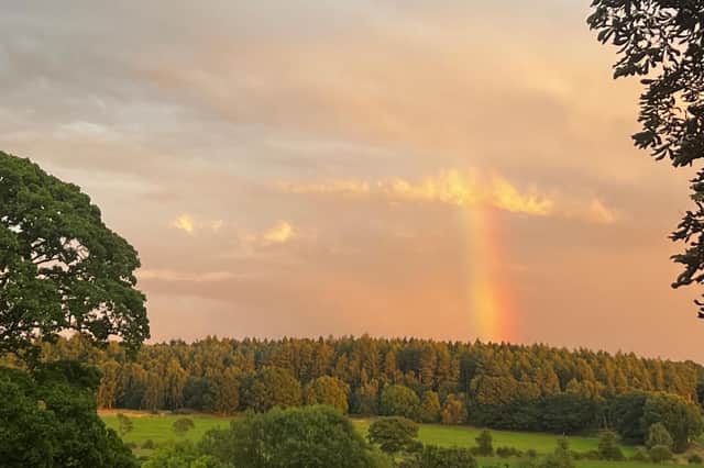 Sudden surprise rainbow over the Crimple Valley, by Ann Morris.