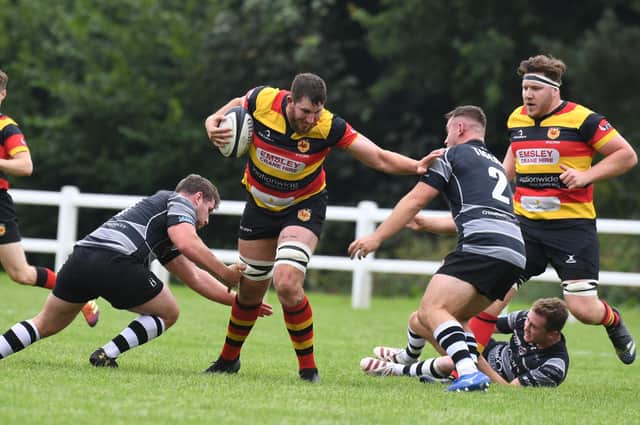 Sam Brady and his Harrogate RUFC 1st XI team-mates are in National Two North action against local rivals Wharfedale on Saturday afternoon. Picture: Gerard Binks