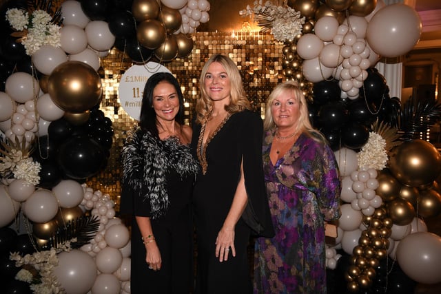 Amanda Allen, Sarah Marsh and Michele Bradley at The Friends of Alfie Martin ball held at the DoubleTree by Hilton Harrogate Majestic Hotel