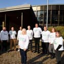 Members of Kingsley Ward Action Group wearing campaign T-shirts outside Harrogate Civic Centre in a protest against the new Persimmon housing development. (Picture Gerard Binks)