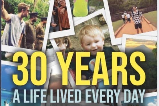 Part of the cover of Harrogate adventurer Cory McLeod's autobiography 30 Years: A Life Lived Every Day, (Picture contributed)