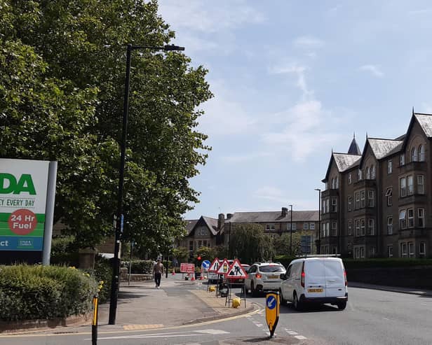 Traffic queues have developed at peak times in Harrogate this week thanks to temporary multi-way traffic lights on Bower Road. (Picture contributed)