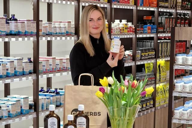 Emilija Krukoniene (Store Manager) at Go Herbs which has opened its doors in Harrogate town centre