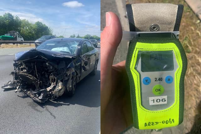 A drink-driver has been arrested after causing a serious crash on the A1(M) in the Harrogate district