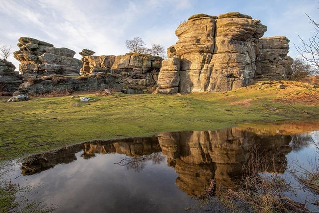 The image was captured at Brimham Rocks, in Ndiderdale, after heavy rain downpour.