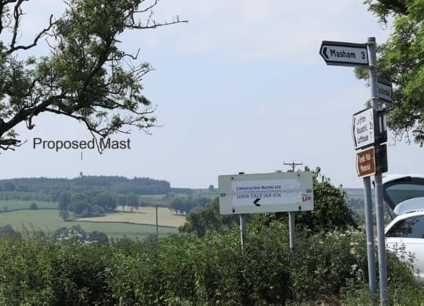 Councillors have approved plans to build a 35-metre tall mast near Masham to help boost 4G coverage