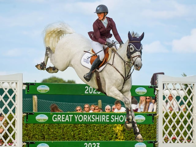 Annabel Shields on Creevagh Carisma who was crowned Cock of the North champion in the main ring on Thursday