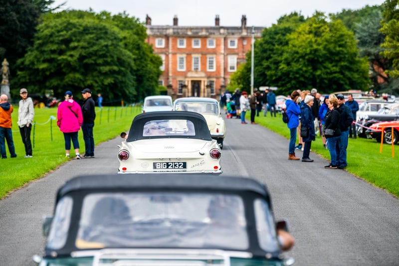 Classic vehicles arriving on site for the start of the show