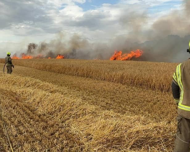 Firefighters from North Yorkshire Fire and Rescue Service joined forces with farmers to tackle two spreading field fires in Ripon and Melmerby