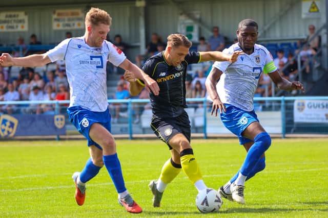 Harrogate Town kicked-off their pre-season campaign with a 2-1 victory away at Guiseley on Saturday afternoon. Picture: Matt Kirkham