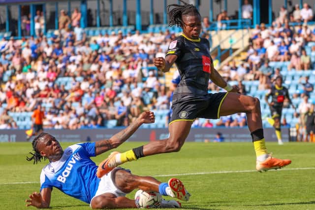 Harrogate Town forward Sam Folarin in action during Saturday's 1-0 League Two loss at Gillingham. Pictures: Matt Kirkham
