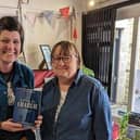 Starring in Independent Bookshop Week - Paper People Books owner Kerry Thorpe, left. welcomes author Belinda E Edwards to Pateley Bridge earlier in the year. (Picture contributed)
