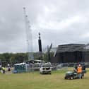 Warning to Harrogate music fans - The main stage at Leeds Festival being constructed earlier in the week at Bramham Park. (Picture contributed)