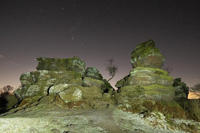 This wonderful image was taken at Brimham Rocks during starry winter night.