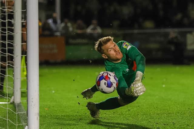 Mark Oxley saved a penalty during Harrogate Town's 4-2 shoot-out defeat to Everton U21s.