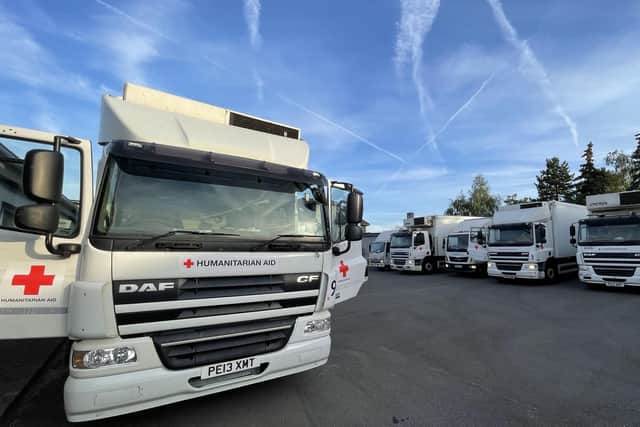 Part of the Yorkshire Aid Convoy which will see 11 vehicles set off from at Bramham on a 3,000-mile round-trip to Ukraine full of humanitarian aid.