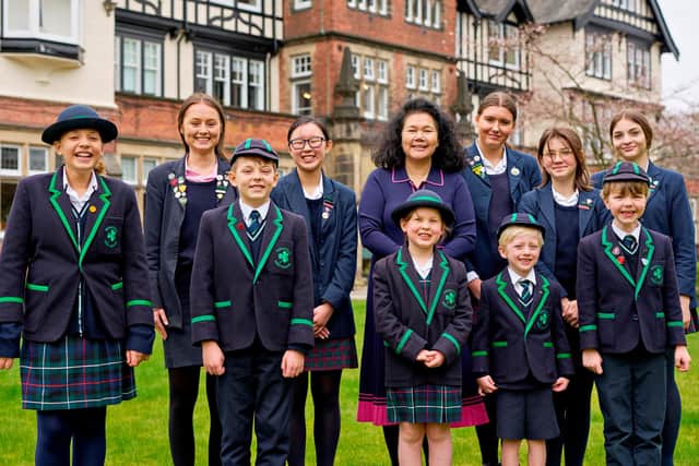 Start of a new era - Joanna Fox, the Principal of Harrogate Ladies College, with pupils outside the school. (Picture contributed)