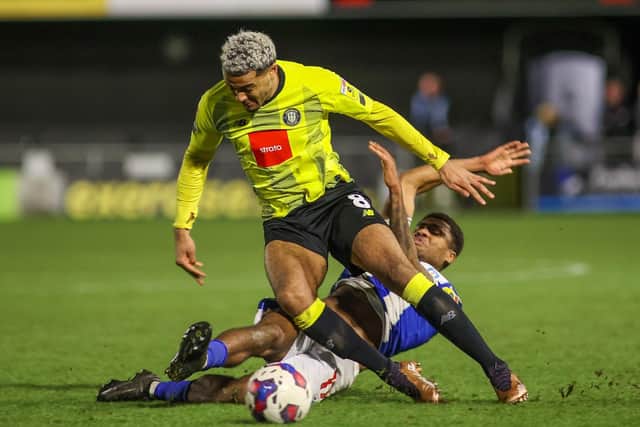 Dior Angus was introduced as a 73rd-minute substitute during Harrogate Town's 3-1 home defeat to Colchester United. Pictures: Matt Kirkham
