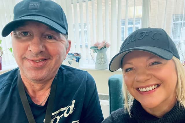Helping a friend - Founding Director of the Big Bamboo Agency, Nicola Stamford, with popular Harrogate businessman David Simister who is recovering from a major stroke. (Picture contributed)