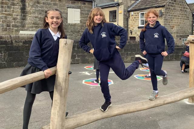Pupils at Hampsthwaite Church of England Primary School have been enjoying their new playground
