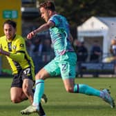 Levi Sutton had to be replaced in the first half of Harrogate Town's 1-0 home win over Carlisle United because of a hamstring issue. Pictures: Matt Kirkham