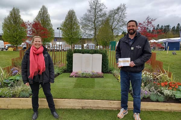 Harrogate Spring Flower Show award - Gardener Helen Gregory and Head Gardener Tim Lambert at the Commonwealth War Graves Commission show garden. (Picture contributed)