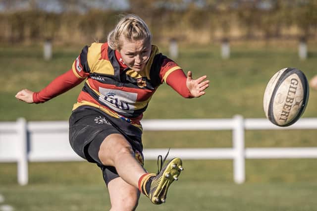 Lou Dawson's last-gasp try earned Harrogate RUFC Ladies a dramatic late win at Kenilworth. Picture: John Ashton/Ickledot Photography