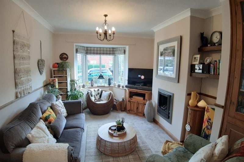 A charming sitting room inside the cottage, with bay window.
For more details call William H Brown tel. 01423 502282.