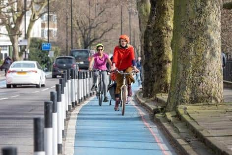 An example of a fully segregated cycle lane, this one is in London.