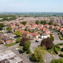 Aerial drone photo of residential properties in Harrogate, North Yorkshire