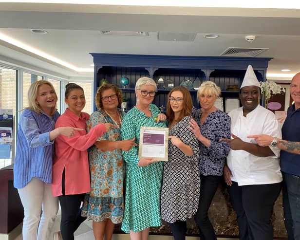 Staff celebrate at Vida Court, the third and latest care home of Harrogate-based specialist dementia care provider Vida Healthcare, has been rated as Outstanding by the Care Quality Commission (CQC). (Picture Vida Healthcare)