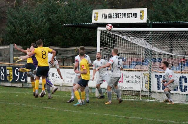 Tadcaster Albion played out a 1-1 draw with Dunston UTS to bring to an end a run of five consecutive defeats. Picture: Keith Handley